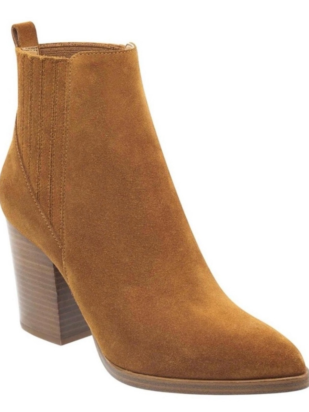 Marc Fisher Womens Alva Suede Ankle Bootie Cognac